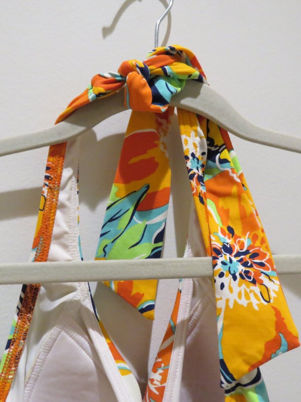 LAND'S END Tropical Floral Orange Blue Tankini Swim Top Size 8 Vacation Summer - Picture 9 of 10
